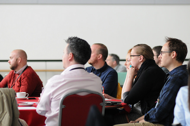 A classroom of attentive listeners