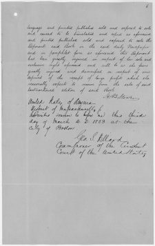 Deposition of Harriet Beecher Stowe, 3/11/1853. (National Archives Identifier 278936)